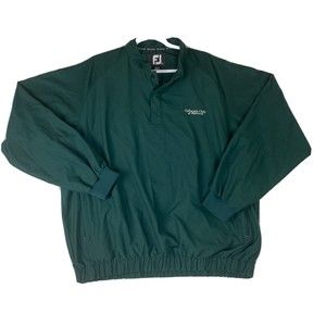 FootJoy Mens Jacket Large Green Pullover 1/4 Snap Golf Casual Windbreaker EUC
